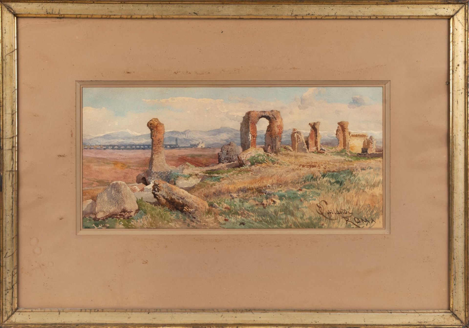 Onorato Carlandi (Roma 1848-1939) - Ruins in the Roman countryside - Image 2 of 4
