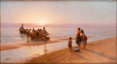 Pasquale Celommi (Montepagano 1851-Roseto degli Abruzzi 1928) - Returning from fishing