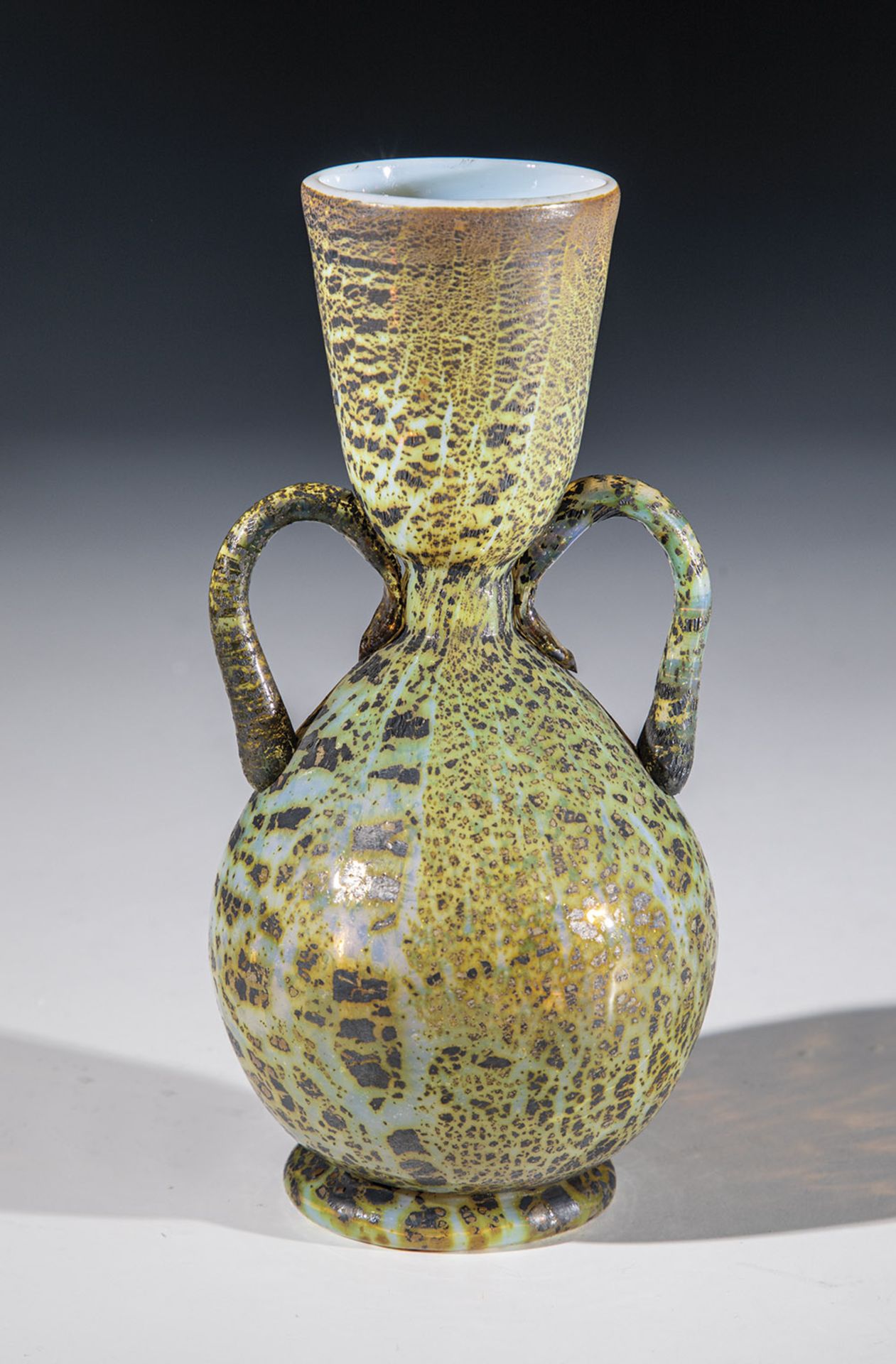 Ornamental handle vase ''lattimo aurato''