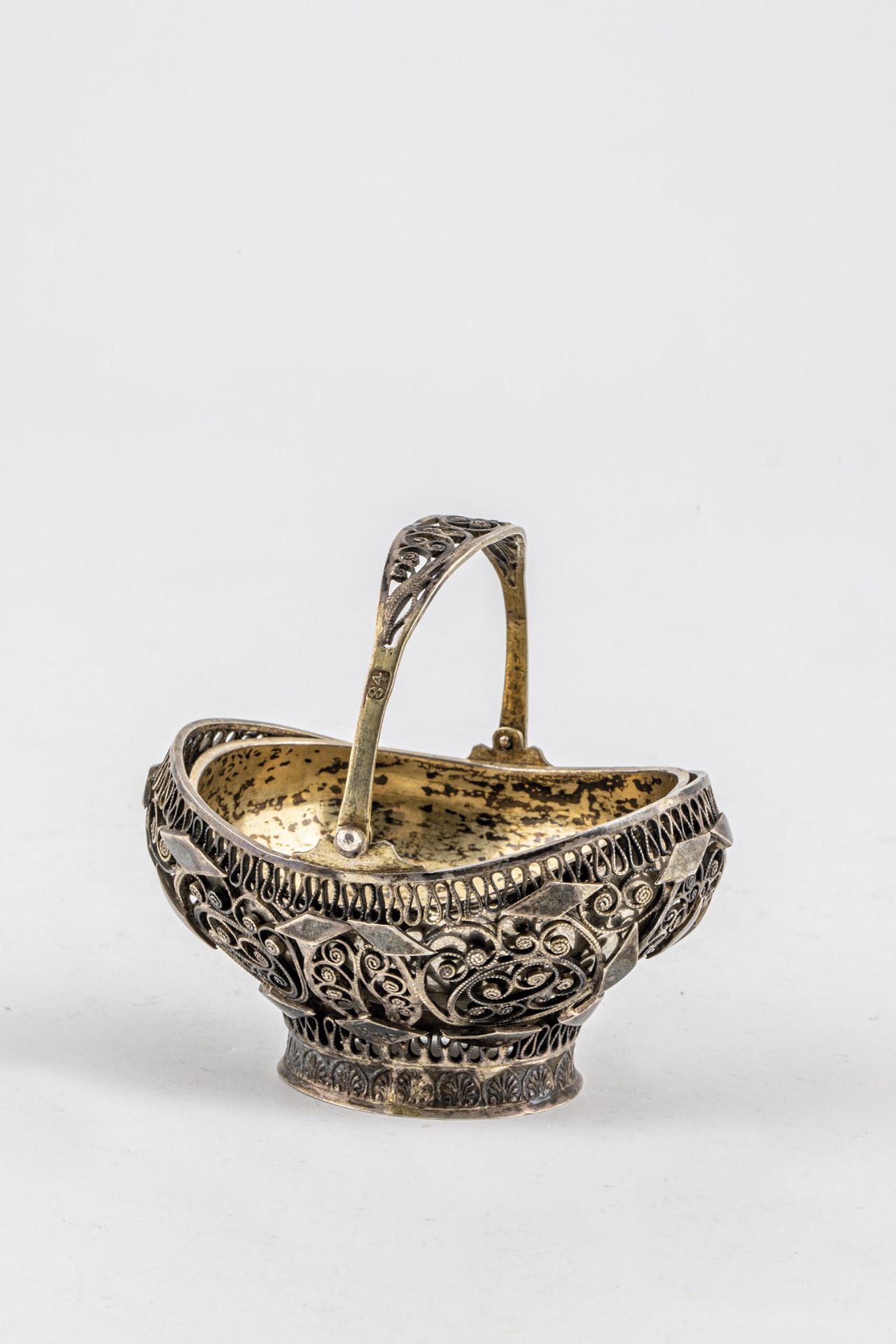 Silver Filigree Handle Basket