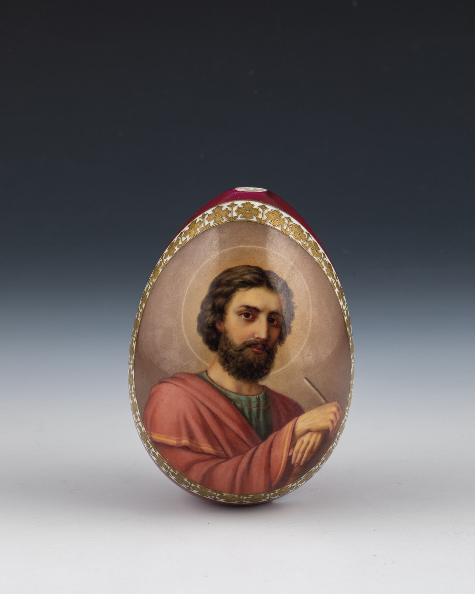Porcelain egg with St. Luke Wohl Imperial Porcelain Manufactory, last quarter of the 19th century, A