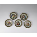 Five Porcelain Plates with Fruit Decor