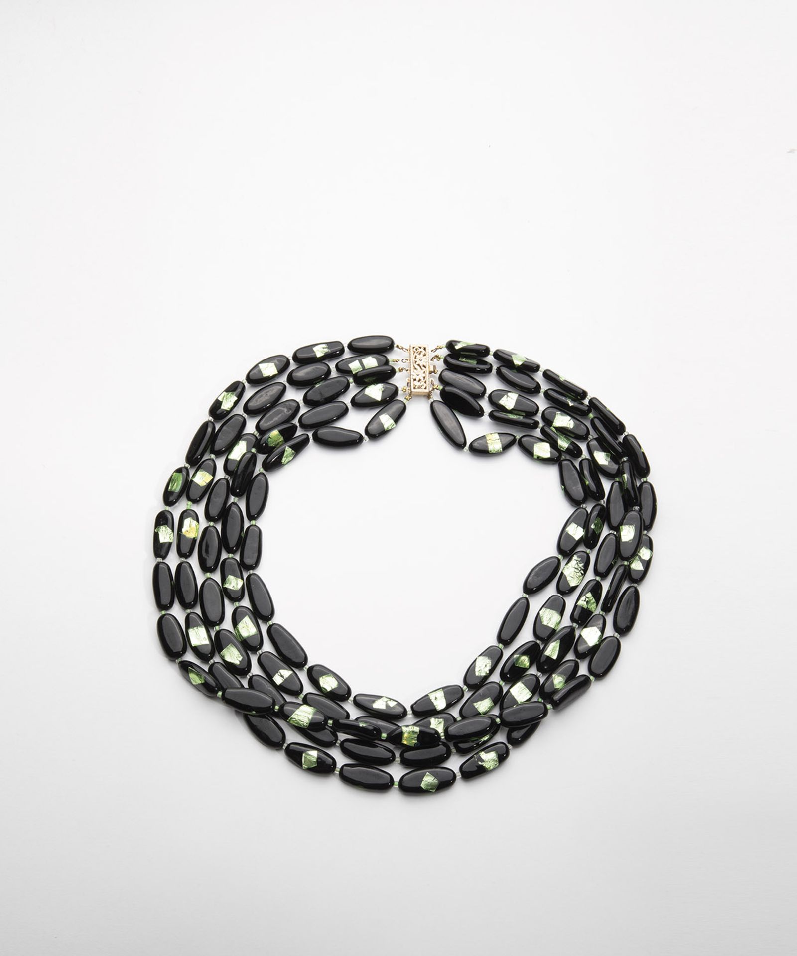 Five-row glass necklace