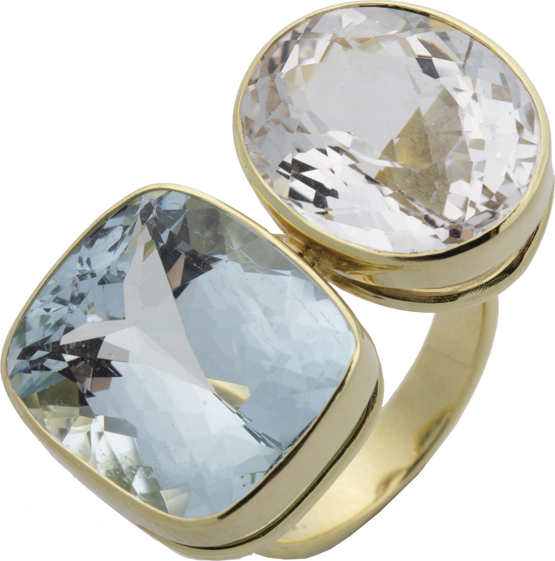 Ring with morganite and aquamarine