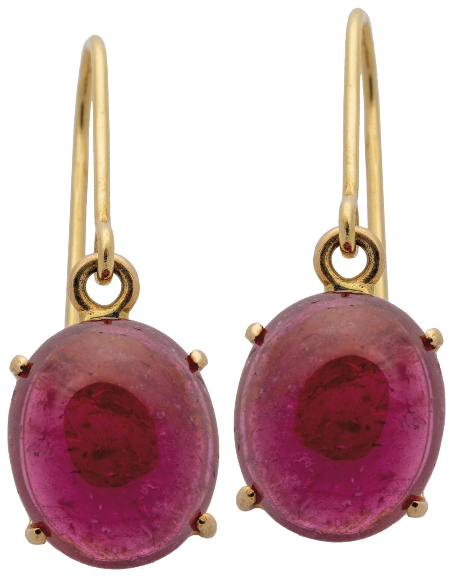 Pair of earrings with tourmaline cabochon