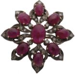 Diamond ruby brooch