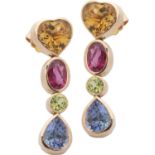 Earrings with coloured gemstones