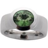 Band ring with green tourmaline
