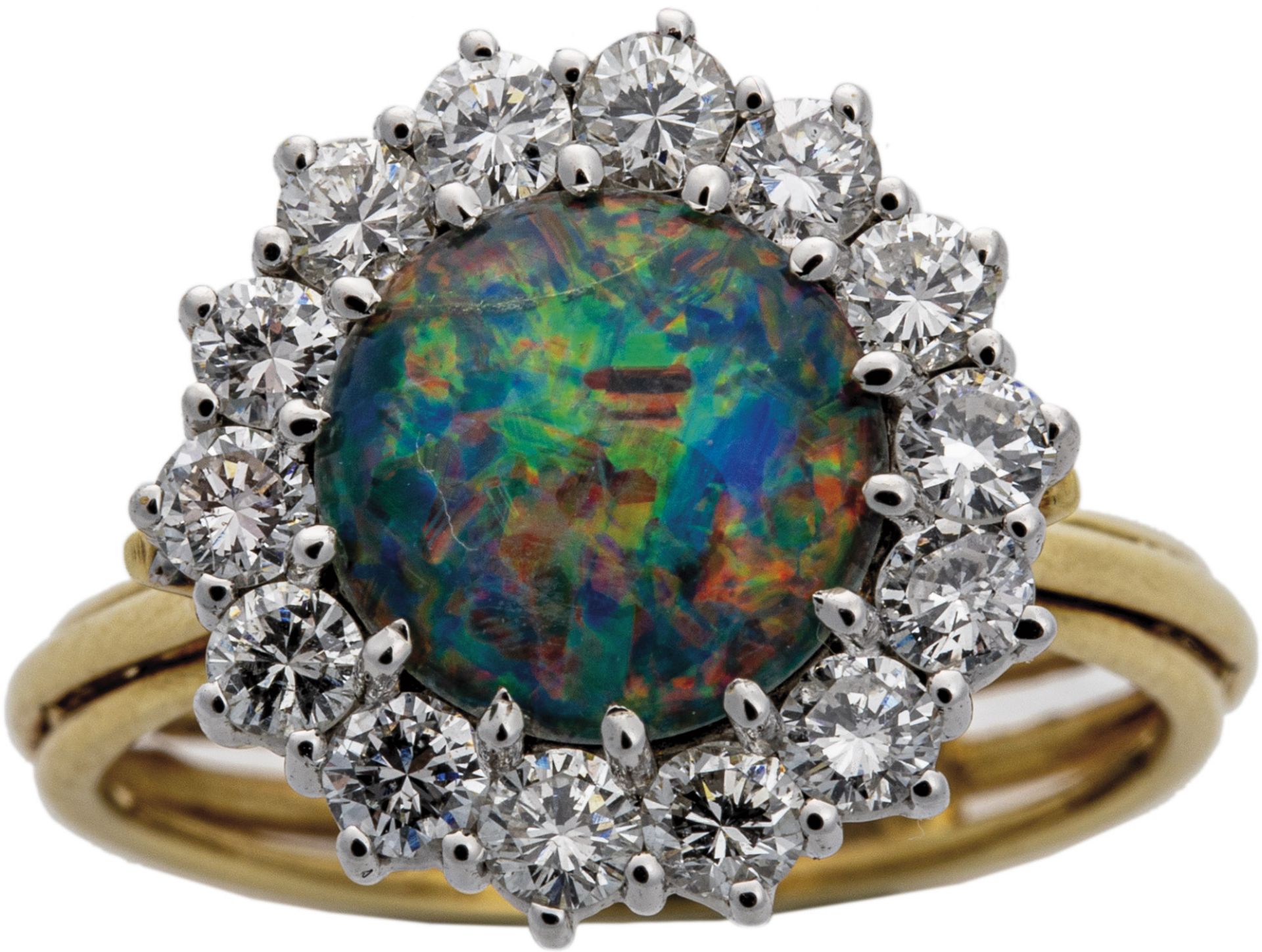 Brilliant-cut opal ring