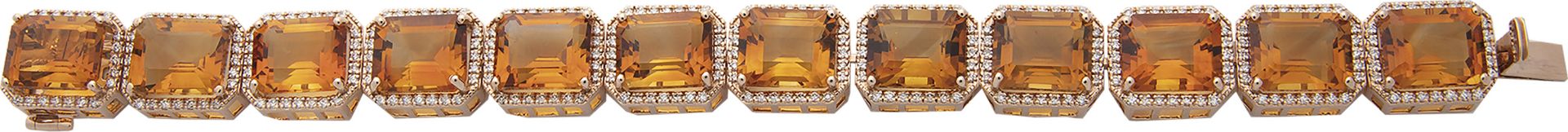 Citrine bracelet with brilliant-cut diamonds