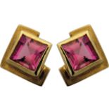 Stud earrings with pink tourmaline