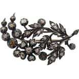 Flower branch brooch with diamond roses