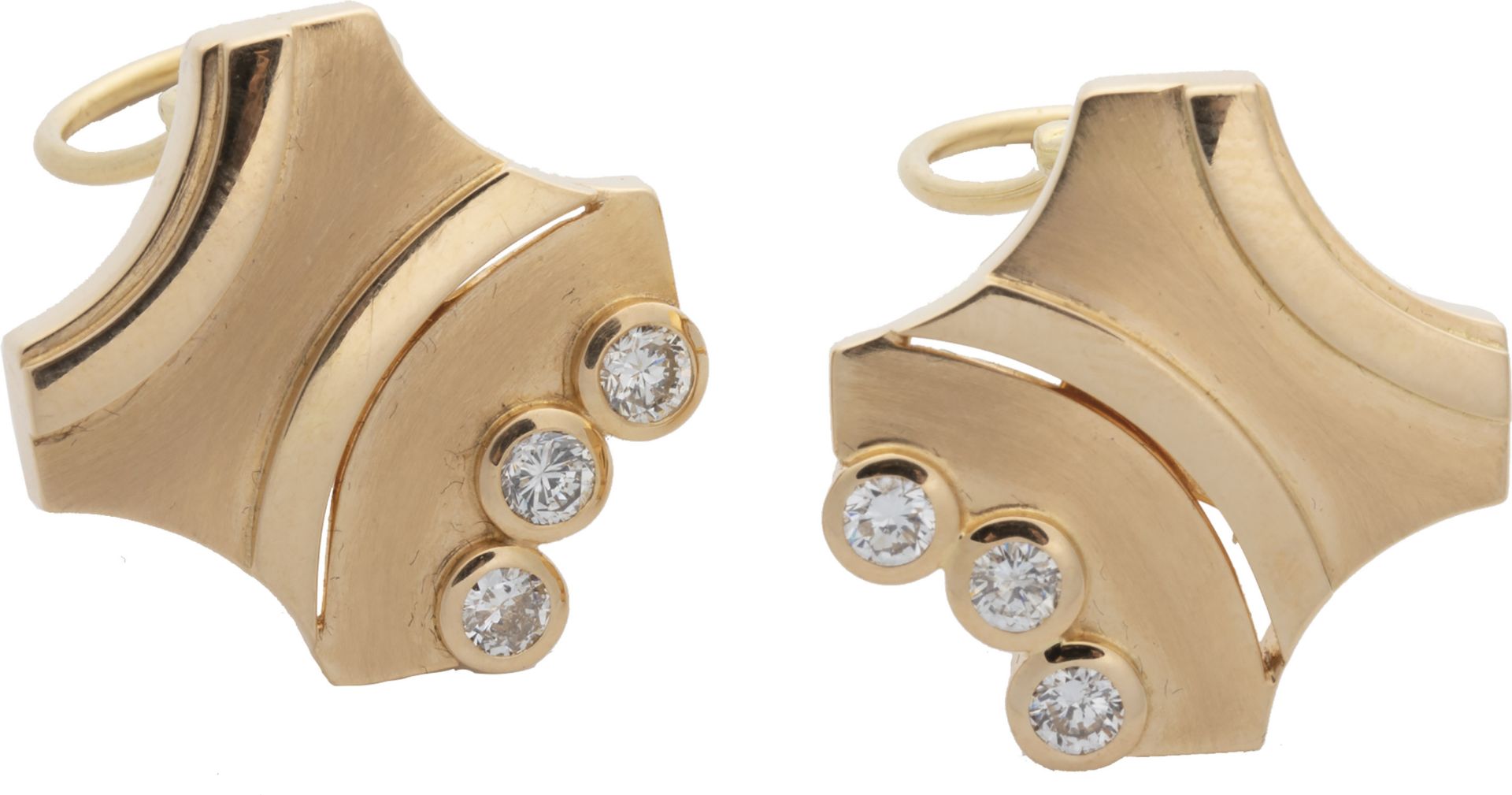 Designer clip-on earrings with brilliant-cut diamonds