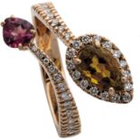 Tourmaline ring with brilliant-cut diamonds