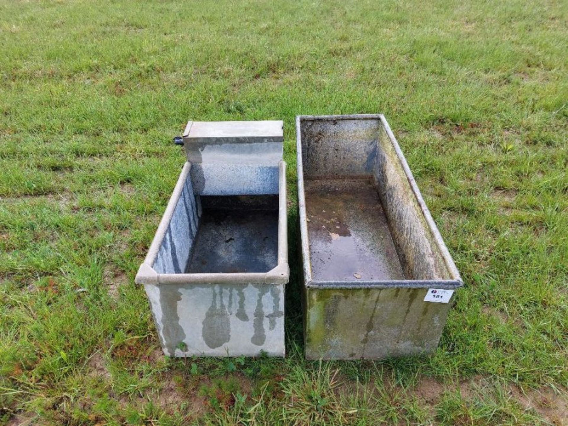 2no. galvanised water troughs