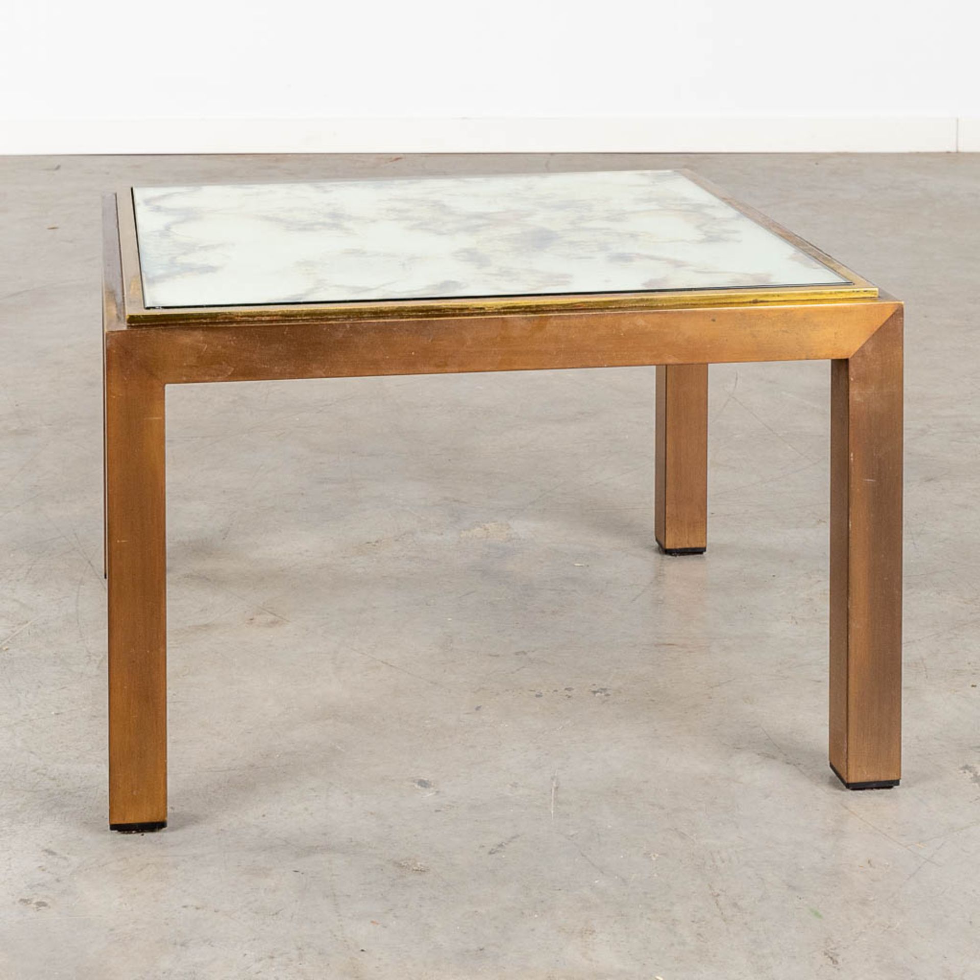 Belgo Chrome, a square, brass and tinted glass side table. (L:57 x W:57 x H:37 cm) - Bild 5 aus 8