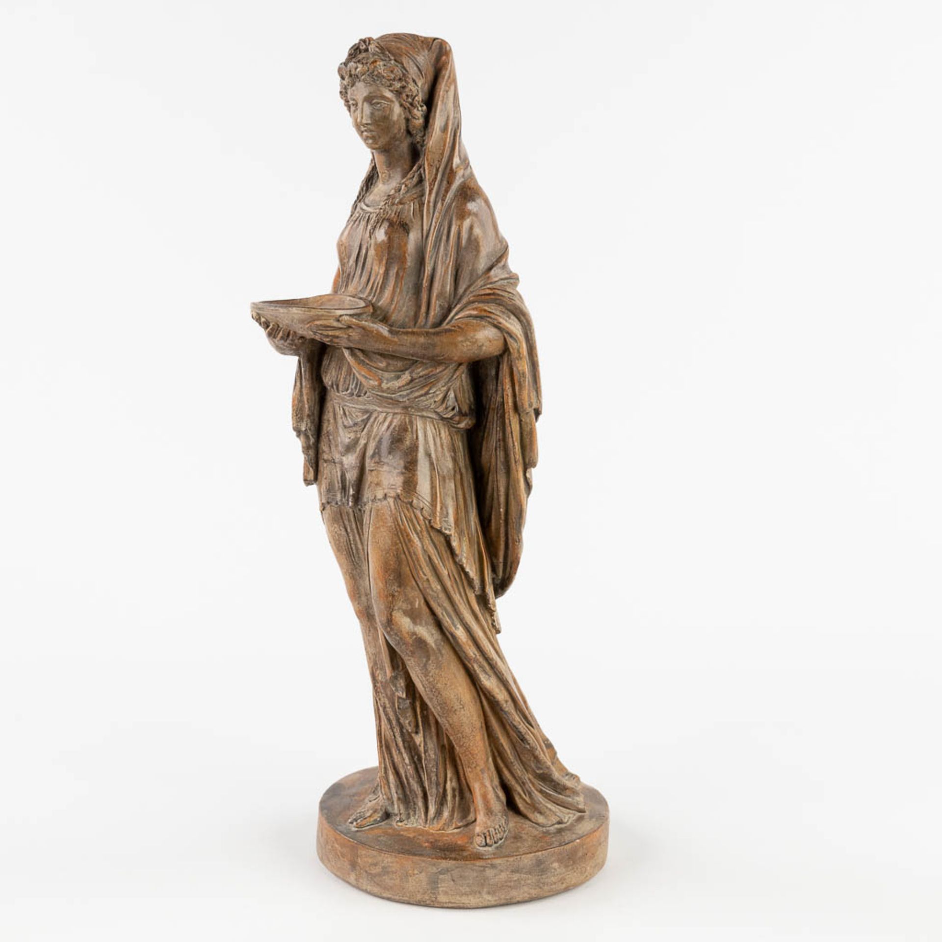 Alexis BURY (XX) 'Greek Lady' sculpture in Terracotta. (H:36 x D:13 cm) - Image 7 of 12