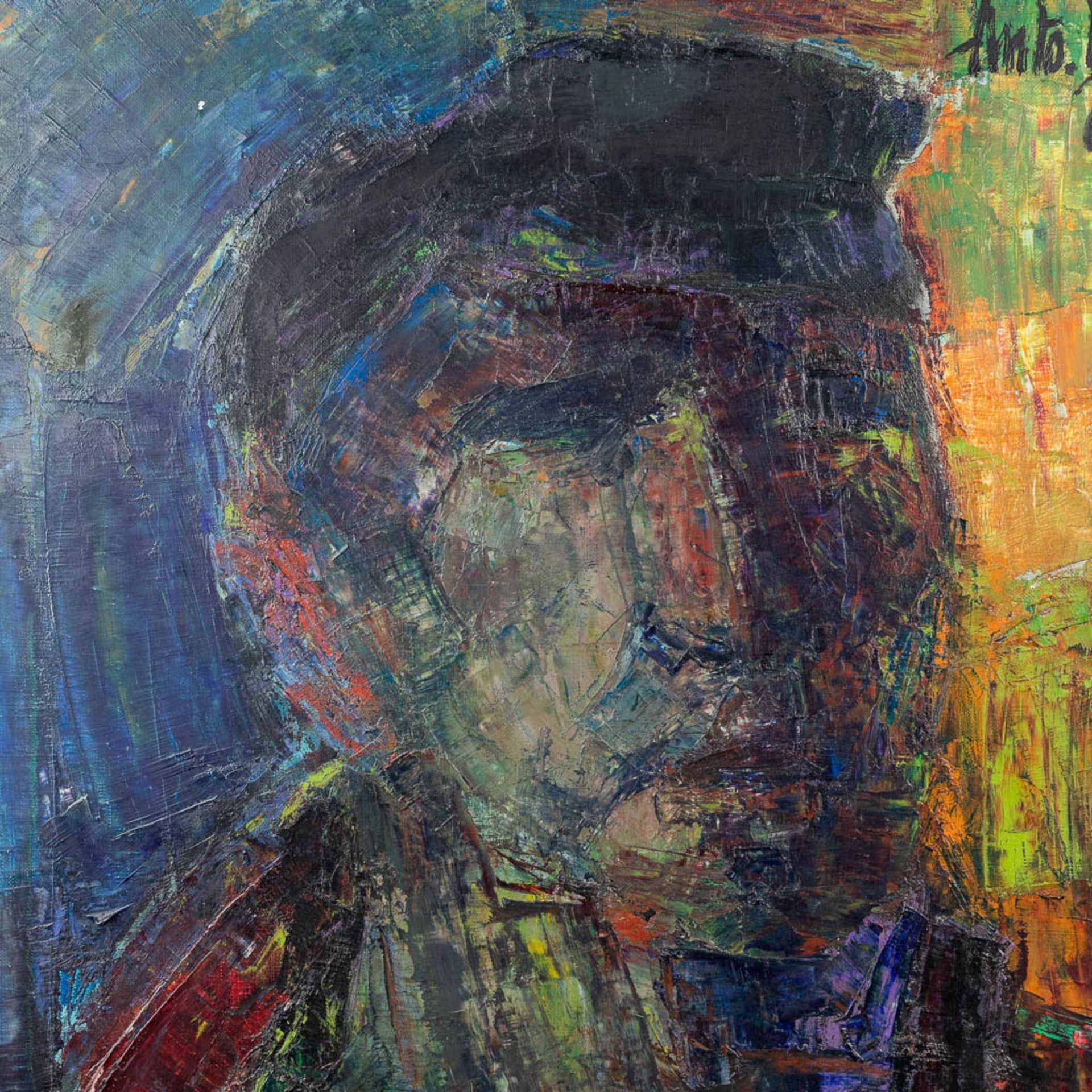 Anto DIEZ (1914-1992) 'Portait of a Miner' oil on canvas. 1964 (W:55 x H:65 cm) - Image 3 of 7