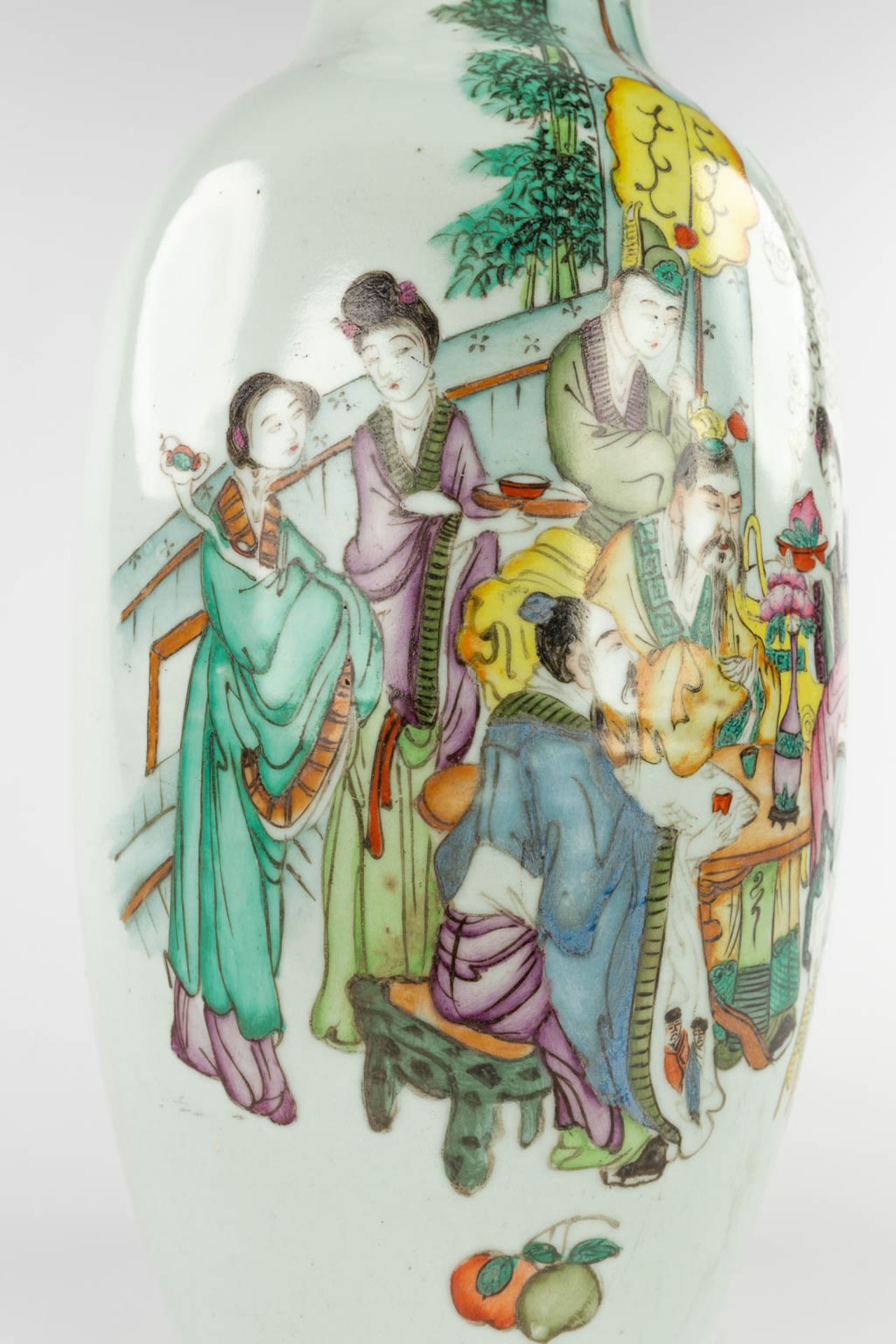 A Chinese vase, decorated with ladies and an emperor. 19th/20th C. (H:57 x D:23 cm) - Image 9 of 14