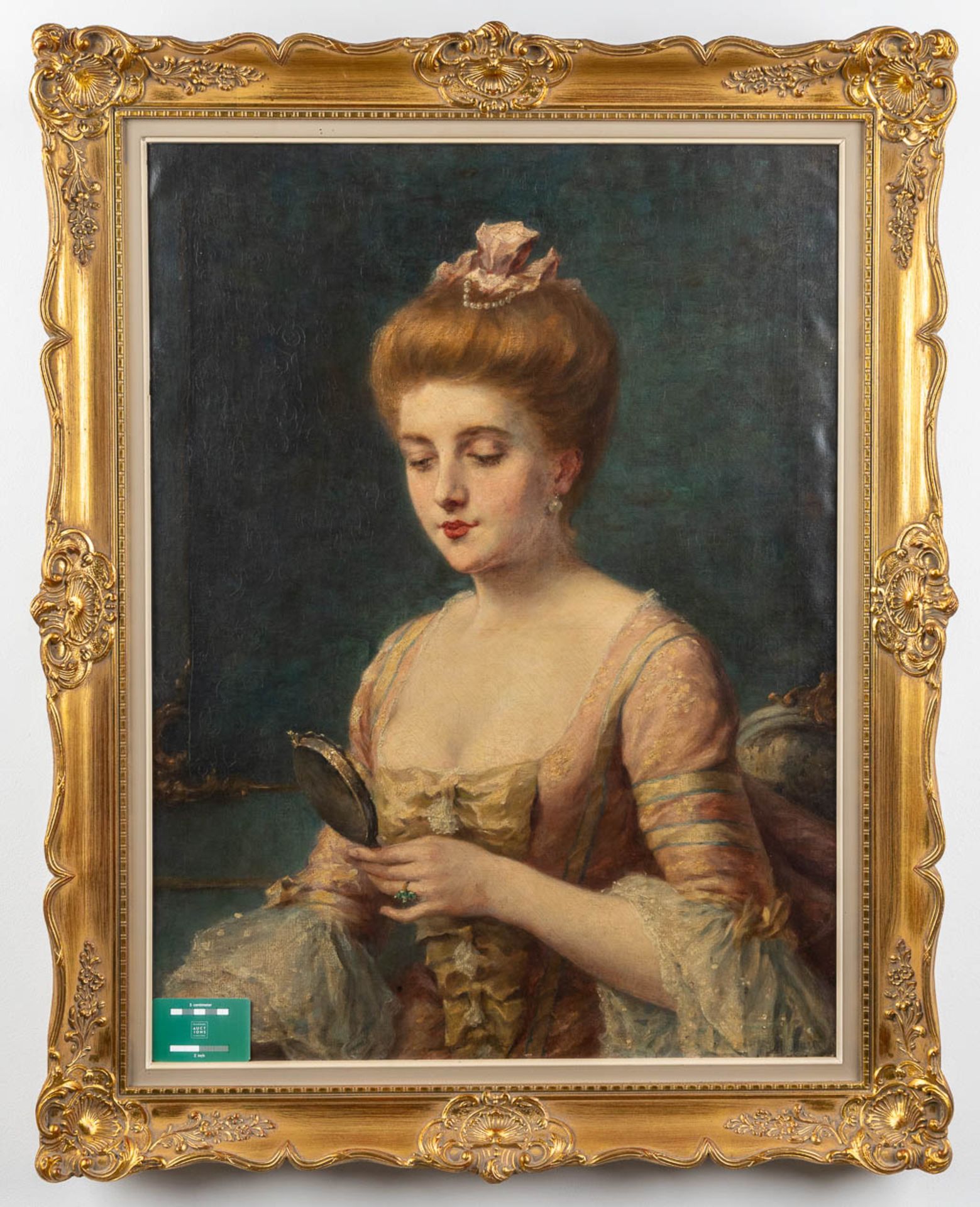 Léon HOUBAER (1861-1935) 'Lady with a Mirror', oil on canvas. (W:60 x H:80 cm) - Bild 2 aus 9