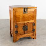 A small Chinese cabinet, hardwood with brass hardware. (L:47 x W:62 x H:88 cm)