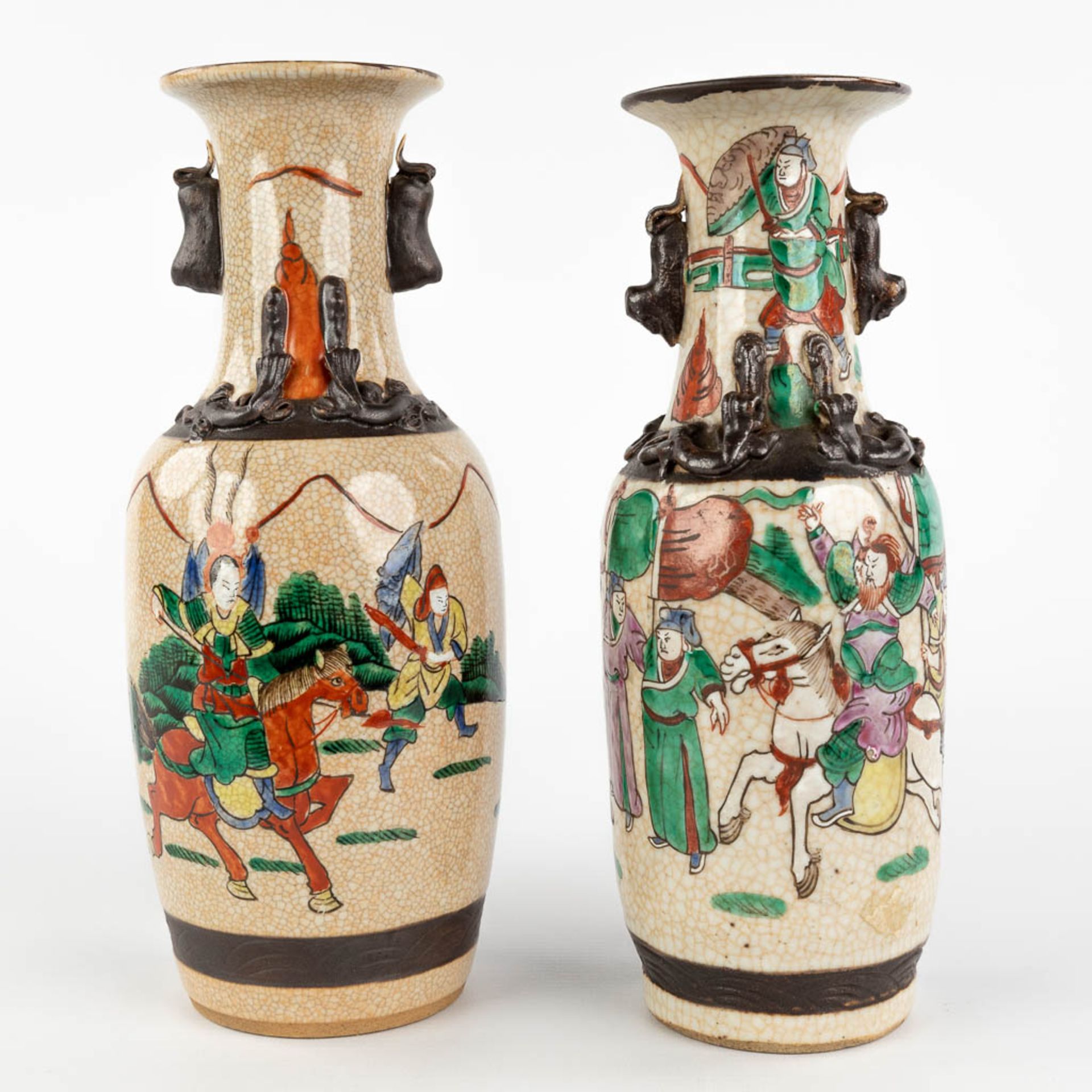 A large Chinese Nanking vase, added two smaller vases. 20th C. (H:58 x D:22 cm) - Image 20 of 25