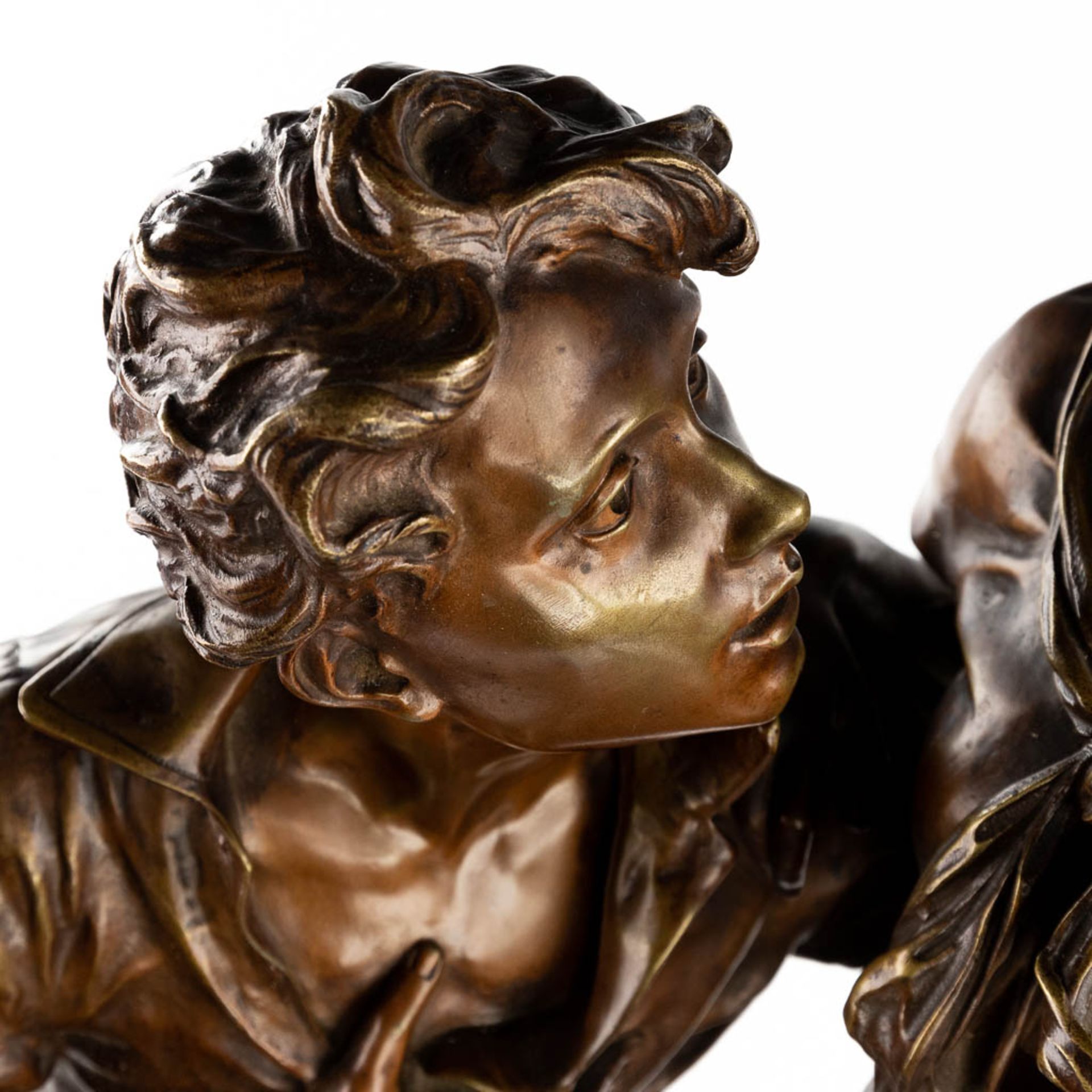 Luca MADRASSI (1848-1919) 'Projet D'Avenir' patinated bronze. (L:30 x W:50 x H:84 cm) - Bild 7 aus 9