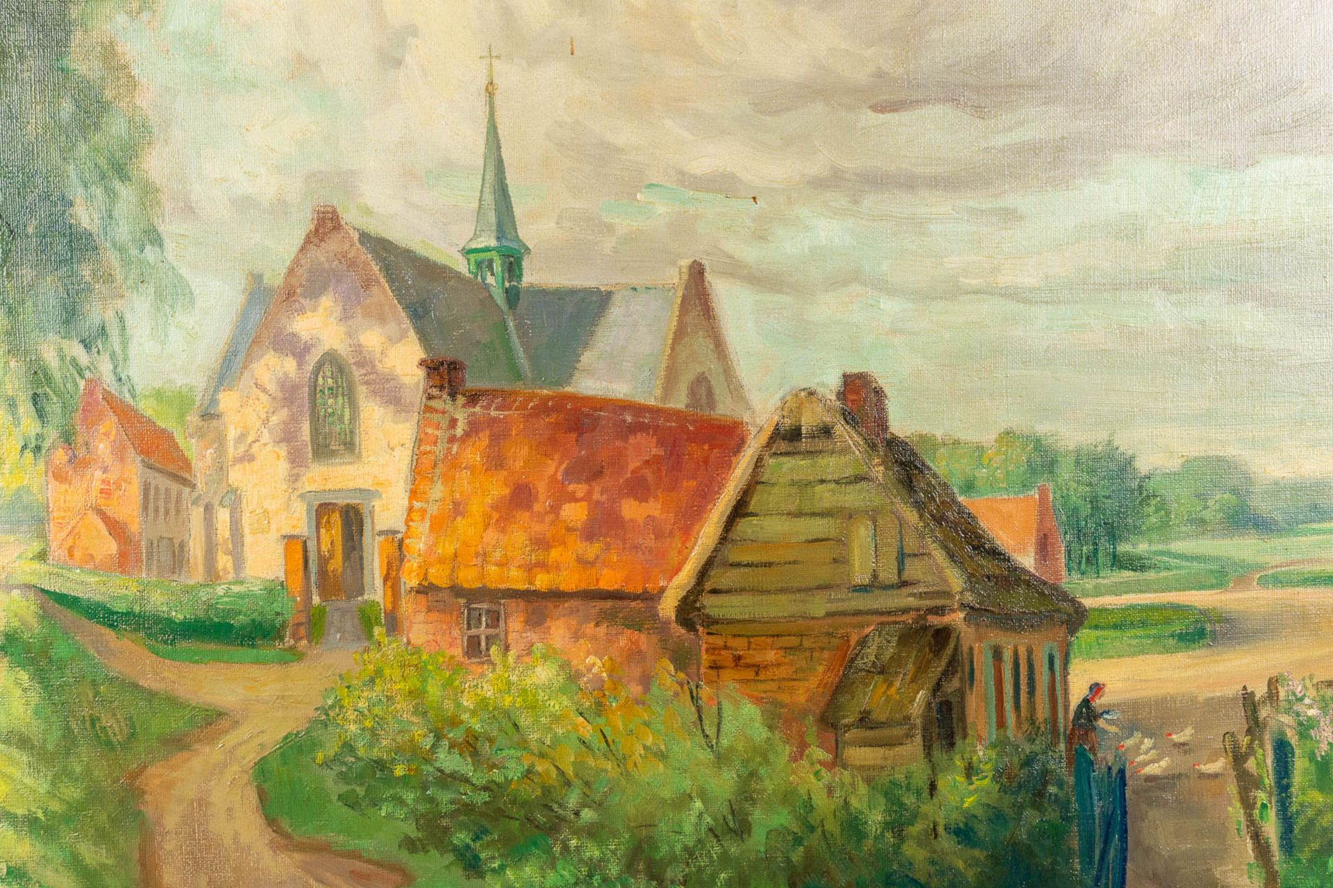 Adolf WILLEMS (1866-1953) 'Village View' oil on canvas. (W:130 x H:90 cm) - Image 4 of 8