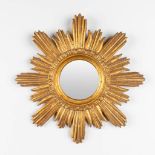 A mid-century sunburst mirror, with a flat mirror. (D:46 cm)