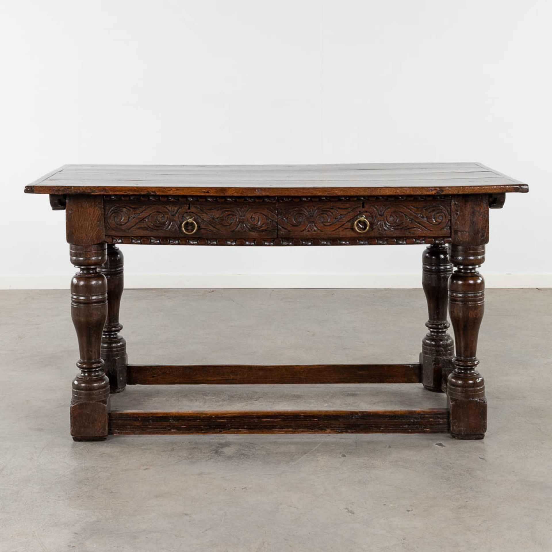 An antique payment table/side table. Oak, 18th C. (L:72 x W:142 x H:76 cm) - Bild 6 aus 16