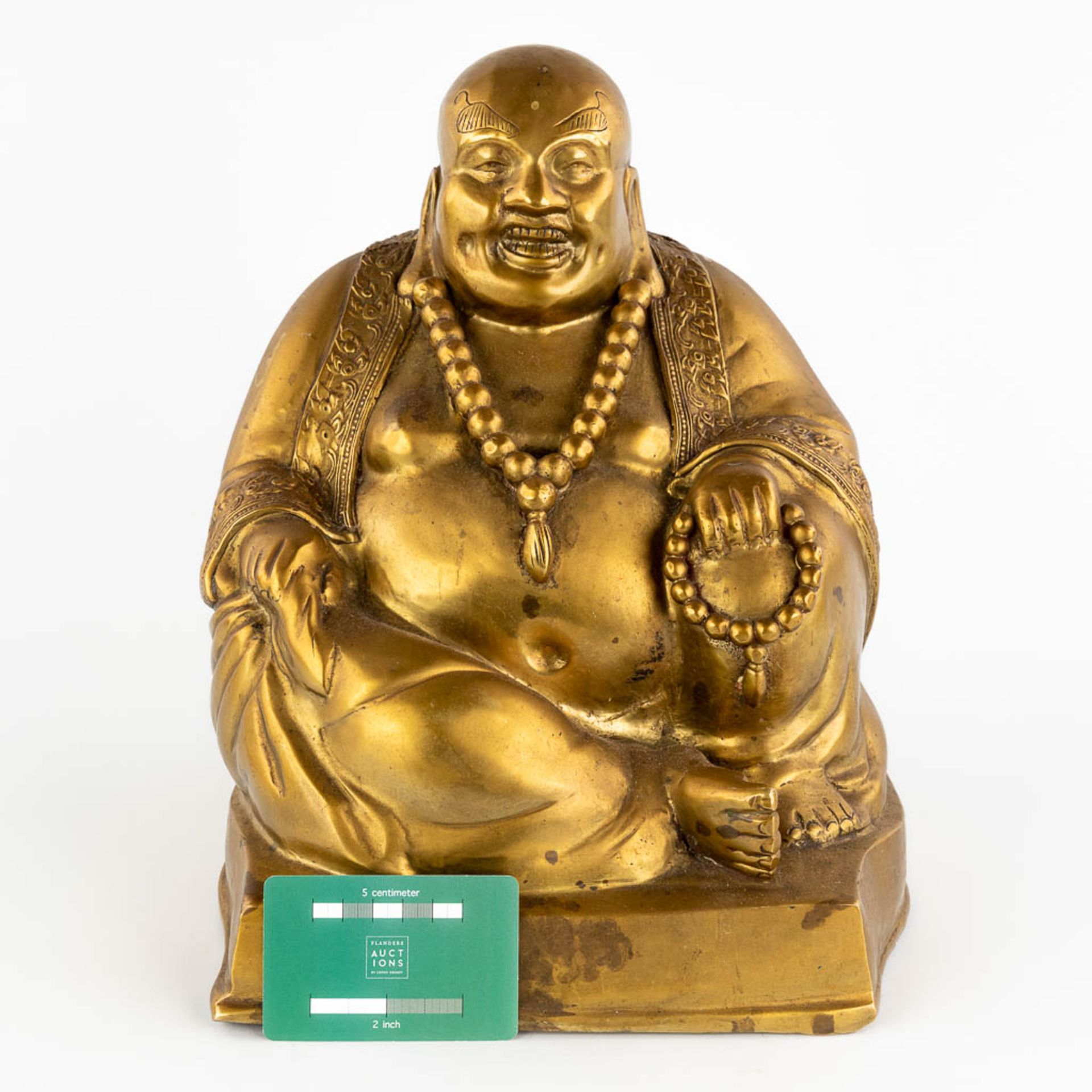 A Chinese laughing buddha, polished bronze. (L:27 x W:27 x H:34 cm) - Image 2 of 11