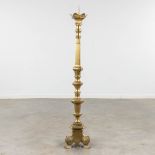 A large Church candlestick/candle holder, bronze. 20th C. (H:120 x D:21 cm)