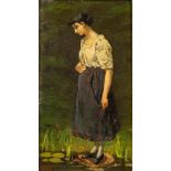 Jean Guillaume ROSIER (1858-1931) 'Elegant lady' oil on panel. (W:19 x H:34 cm)