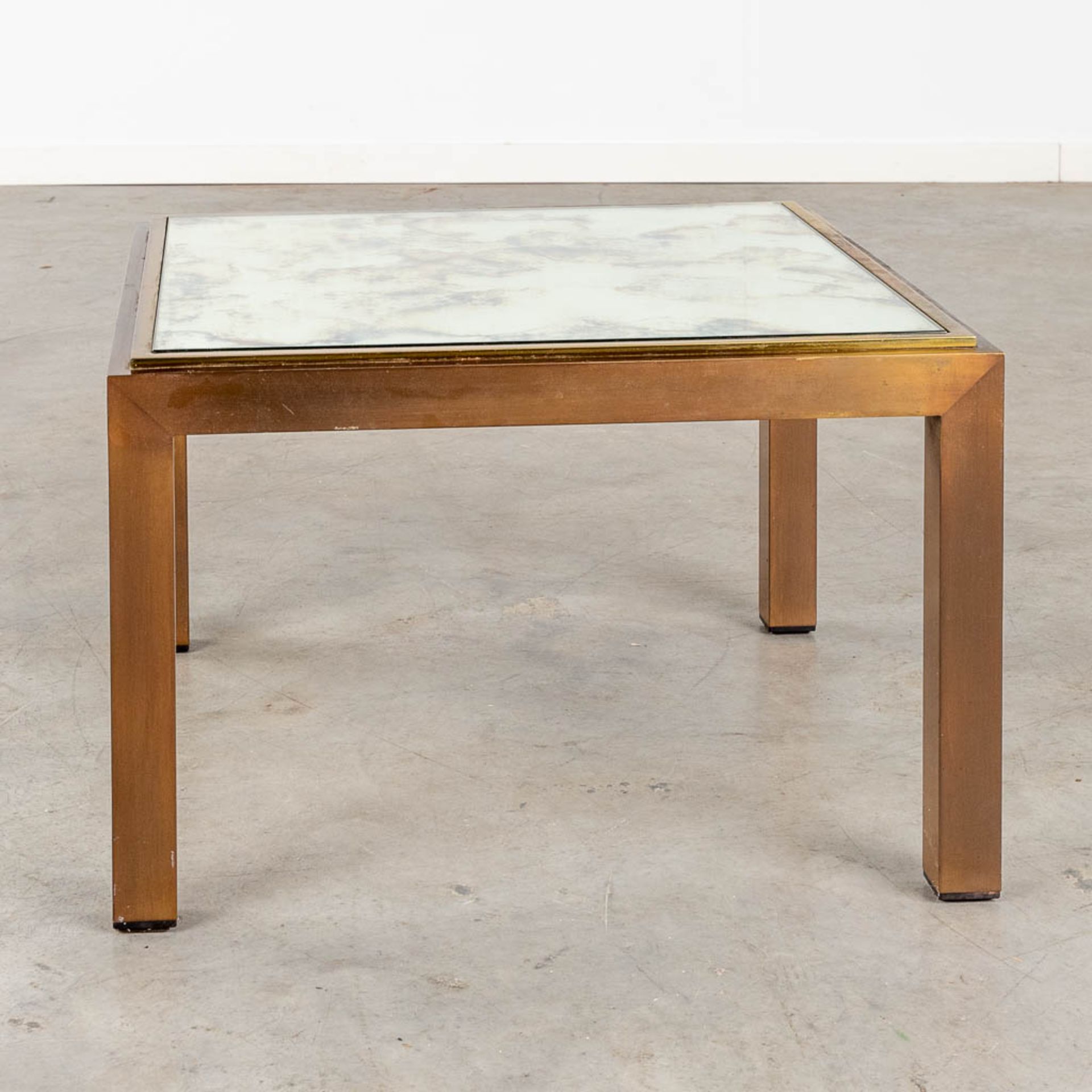 Belgo Chrome, a square, brass and tinted glass side table. (L:57 x W:57 x H:37 cm) - Bild 4 aus 8
