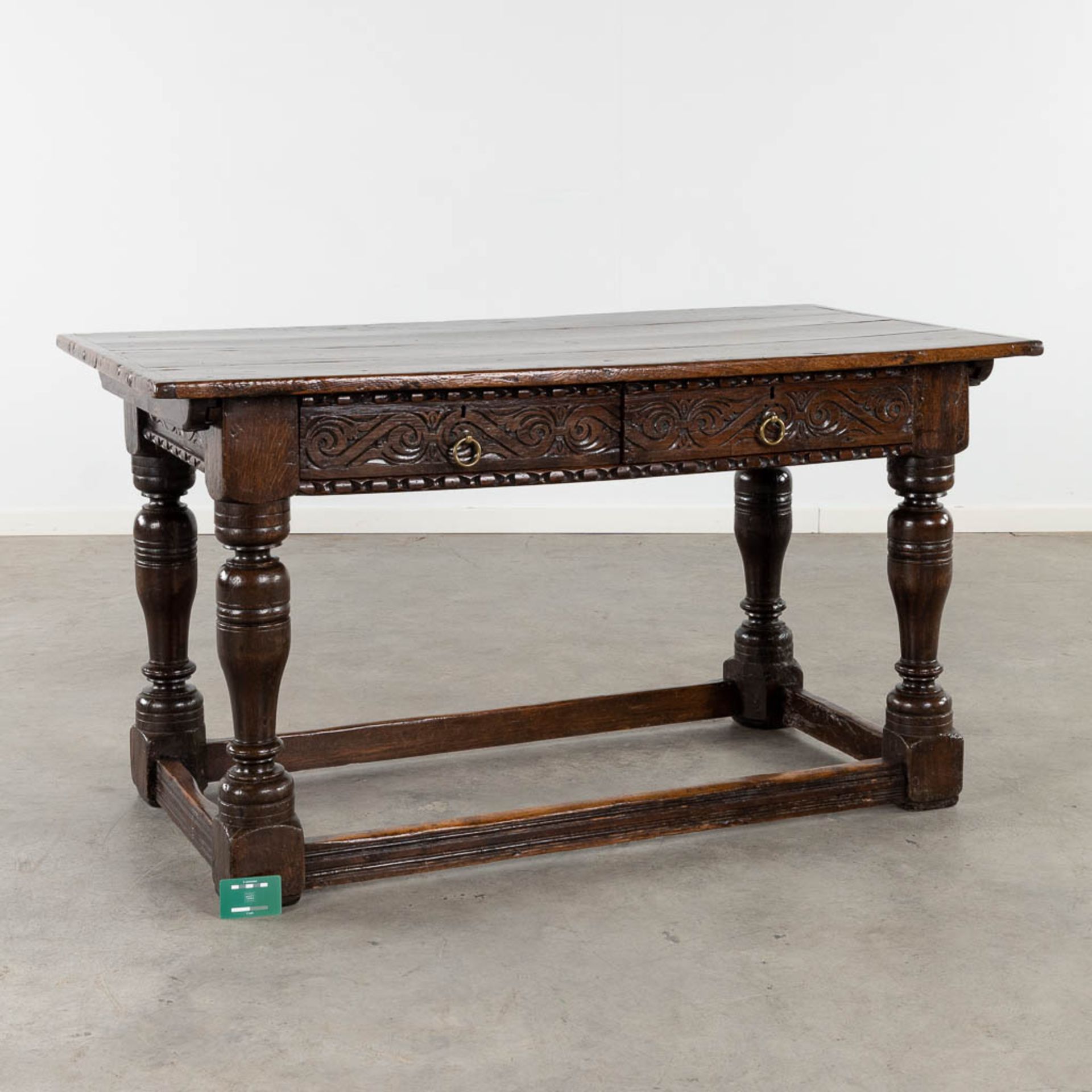 An antique payment table/side table. Oak, 18th C. (L:72 x W:142 x H:76 cm) - Bild 2 aus 16