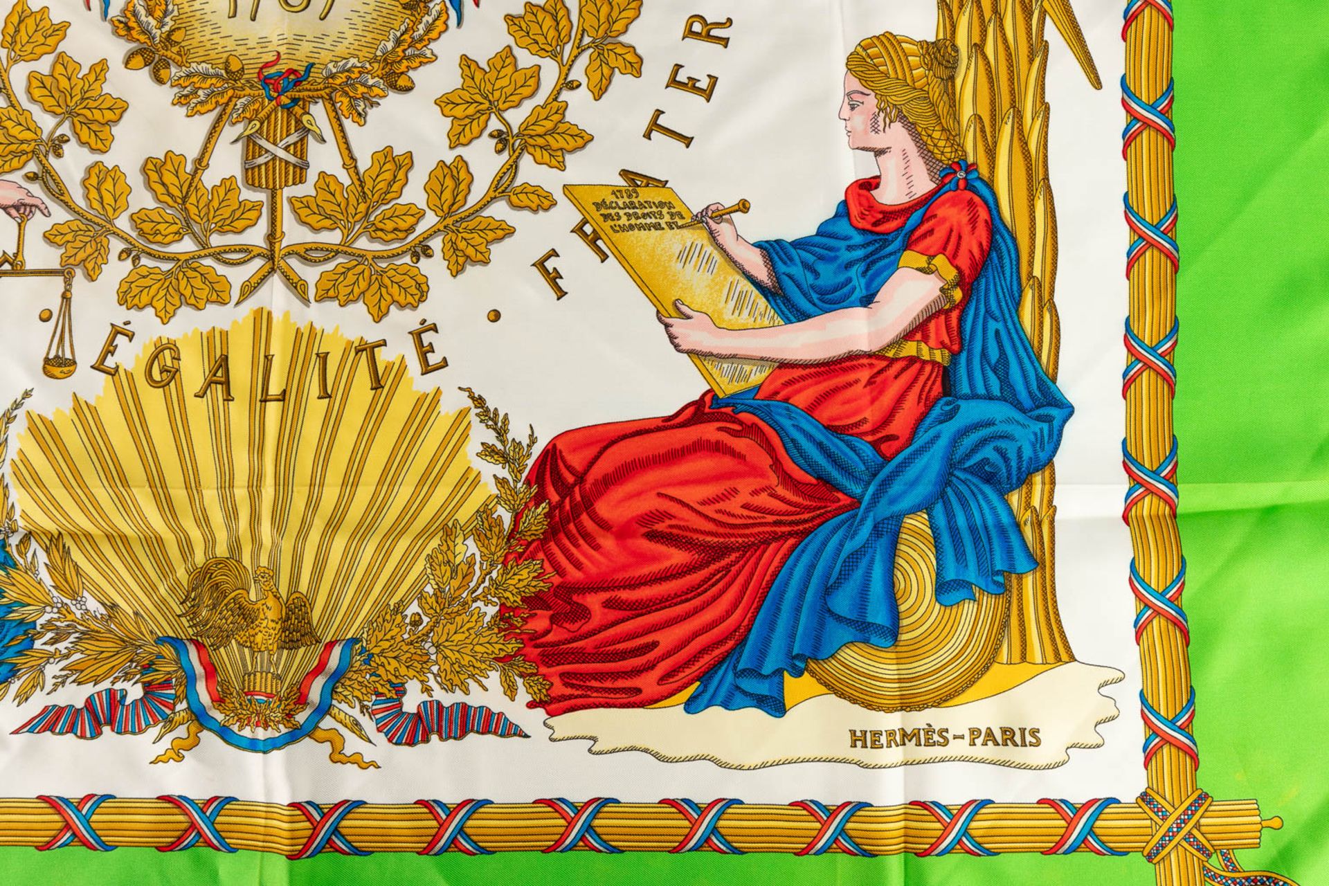 Hermès Paris, a silk scarf: 'Liberté Egalité Fraternité' (W:90 x H:90 cm) - Image 5 of 12