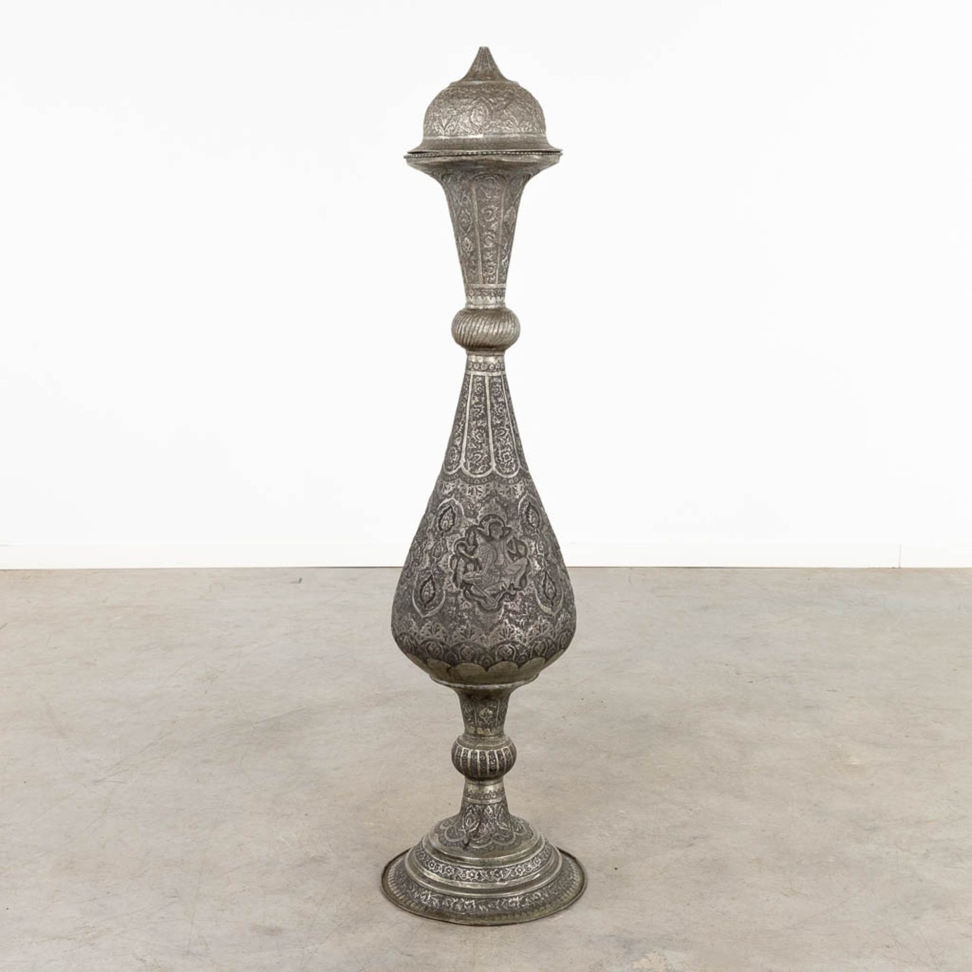 A large decorative vase, India. 19th C. (H:128 x D:32 cm)