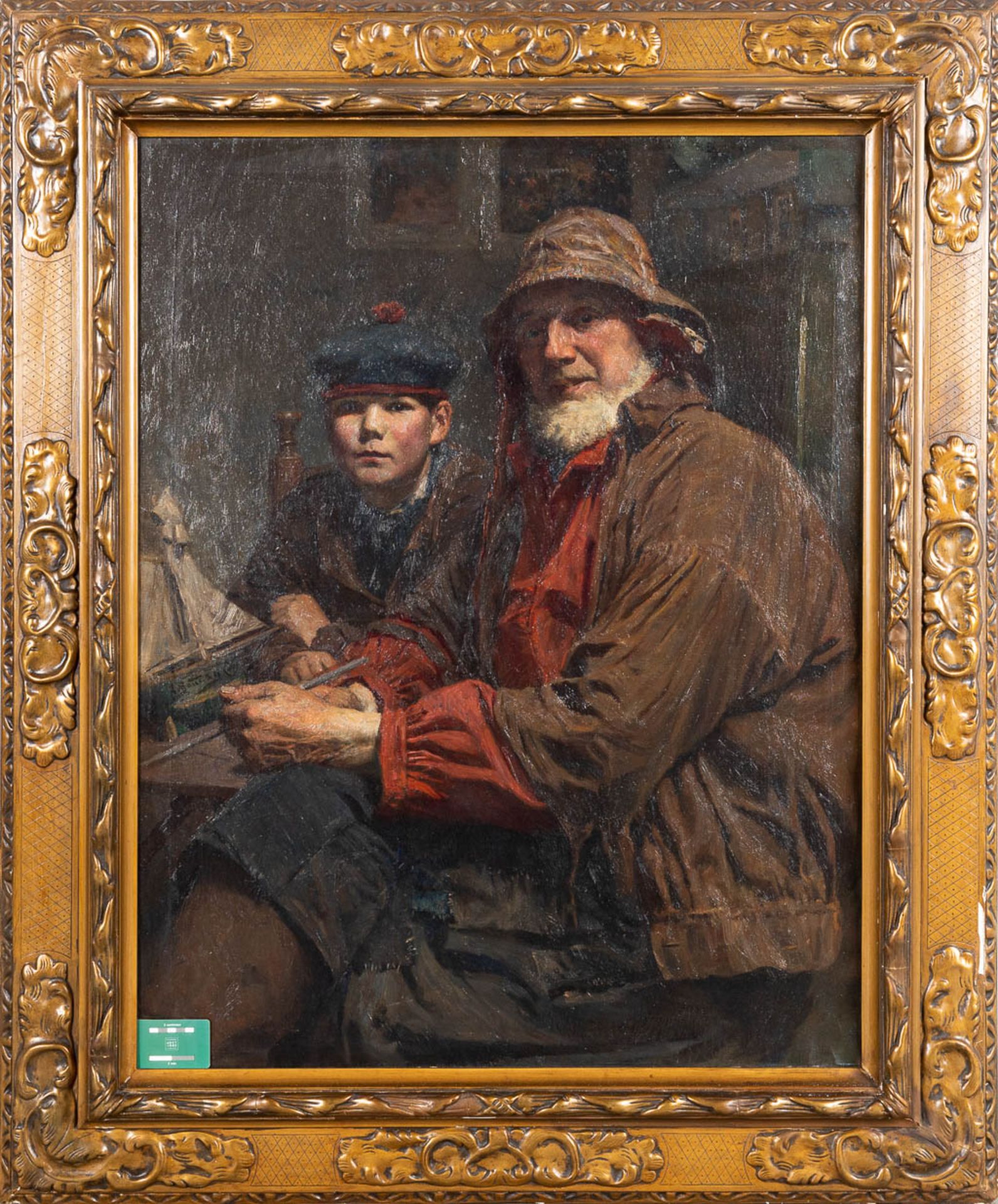 Aloïs BOUDRY (1851-1938) 'Grandfather and grandson' a painting, oil on canvas. (W:82 x H:105 cm) - Image 2 of 8