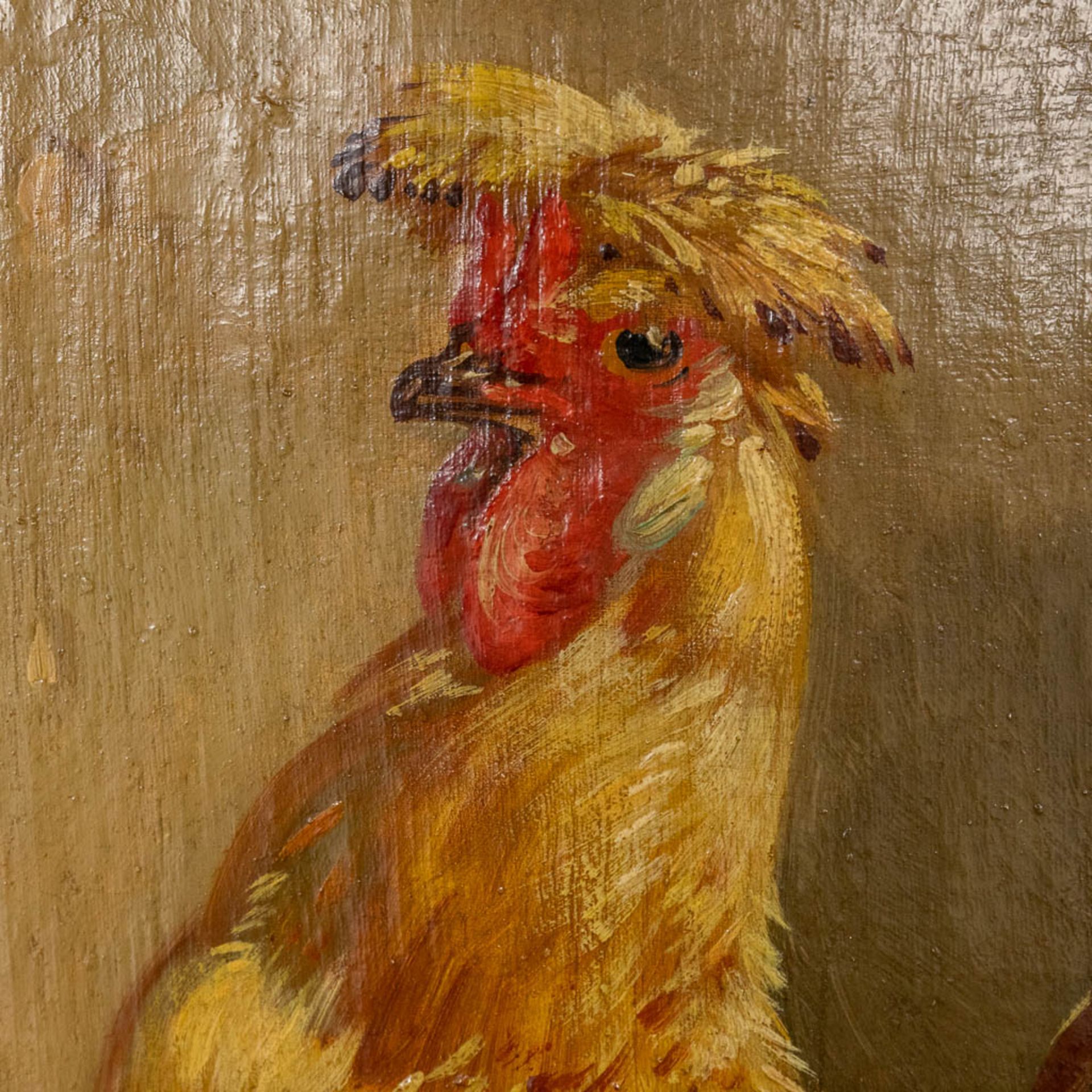 Henry SCHOUTEN (1857/64-1927) 'Chicken' oil on canvas. (W:90 x H:65 cm) - Image 4 of 9