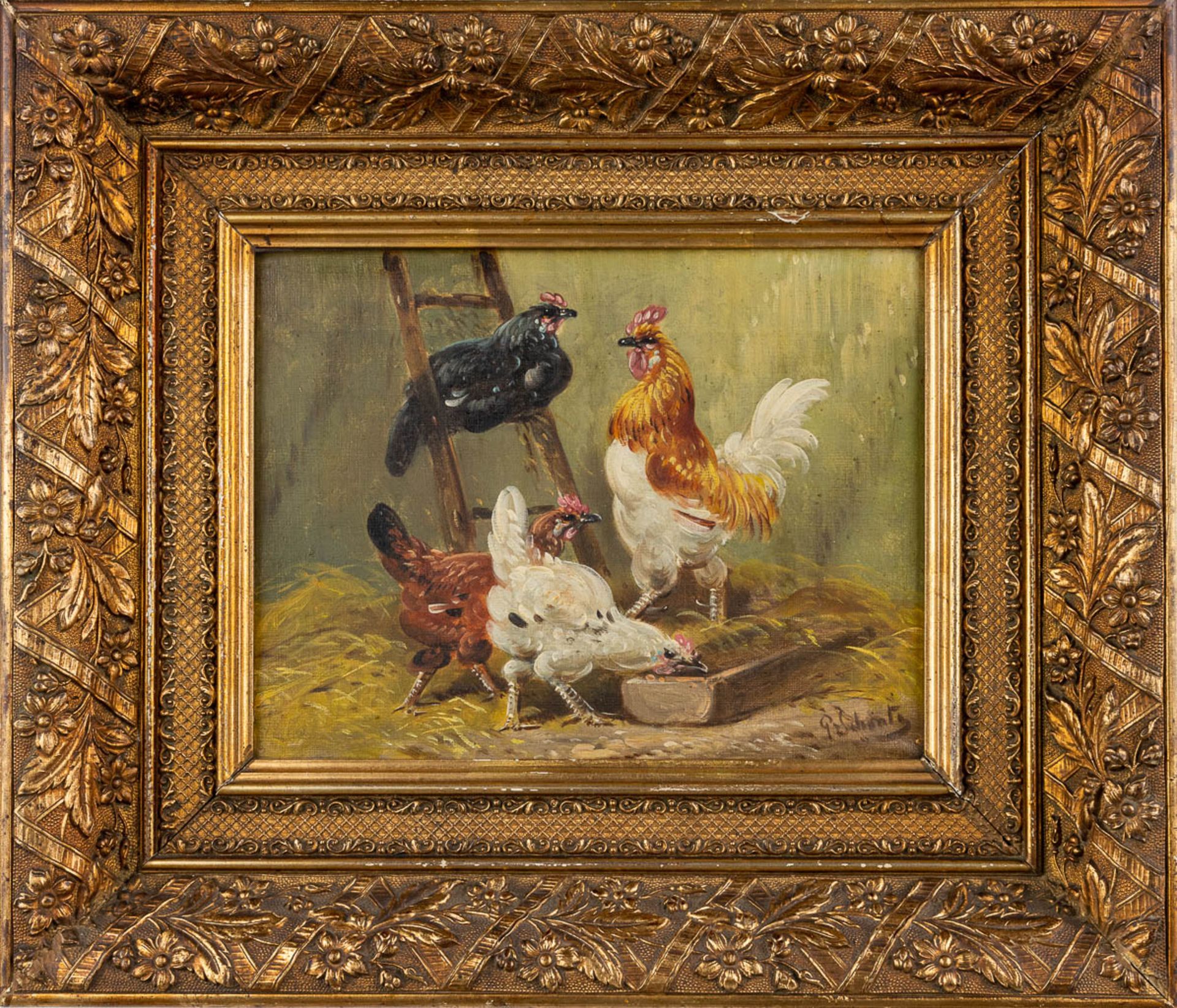 Paul SCHOUTEN (1860-1922) 'Chicken' a pair of pendant paintings, oil on canvas. (W:32,5 x H:24,5 cm) - Image 3 of 9