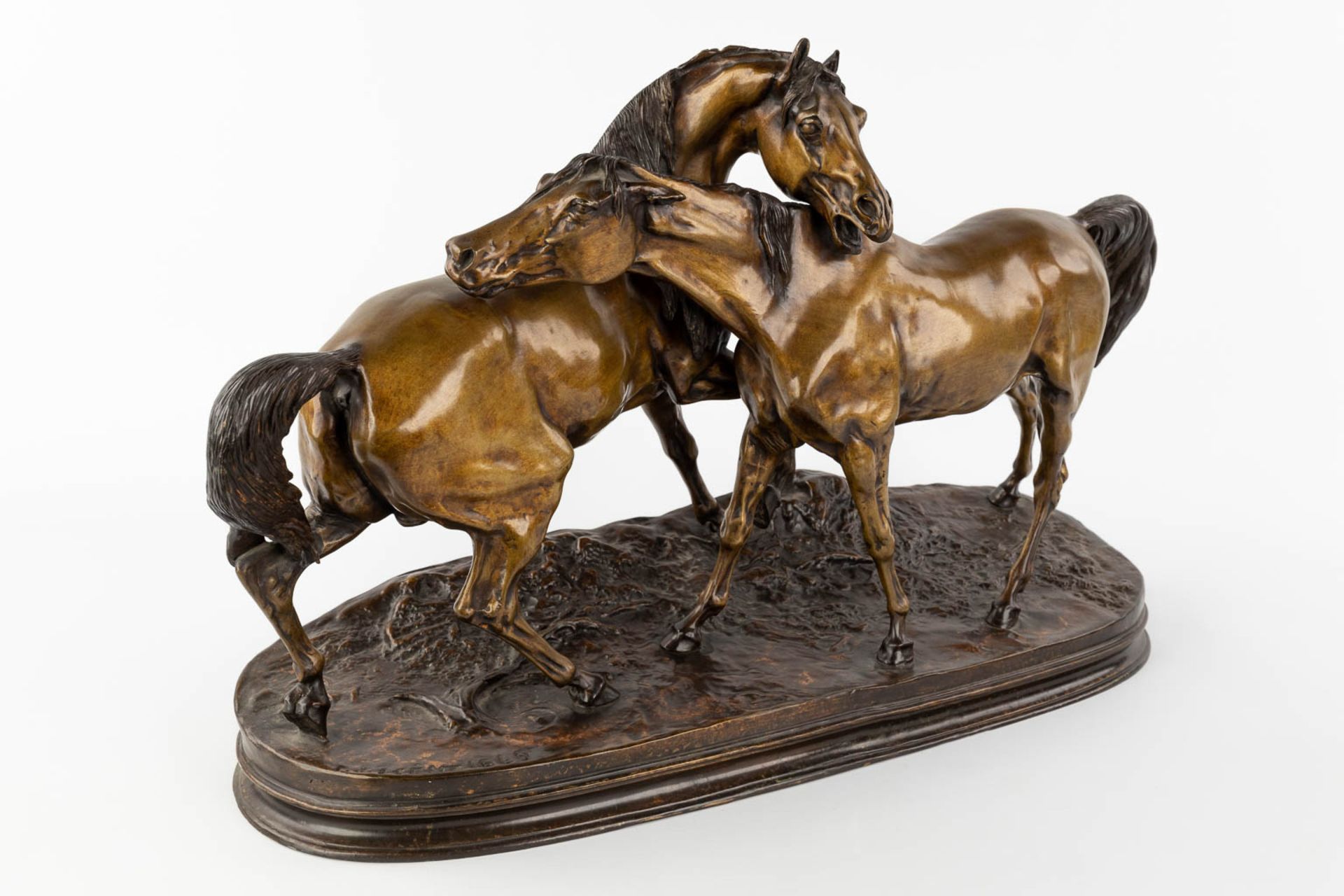 Pierre-Jules MÈNE (1810-1879)(After) 'Horses' patinated bronze, posthumously cast. (L:22 x W:70 x H: - Bild 3 aus 12