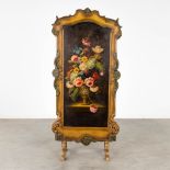A room divider with hand-painted flower decor. 20thC. (L:38 x W:80 x H:169 cm)