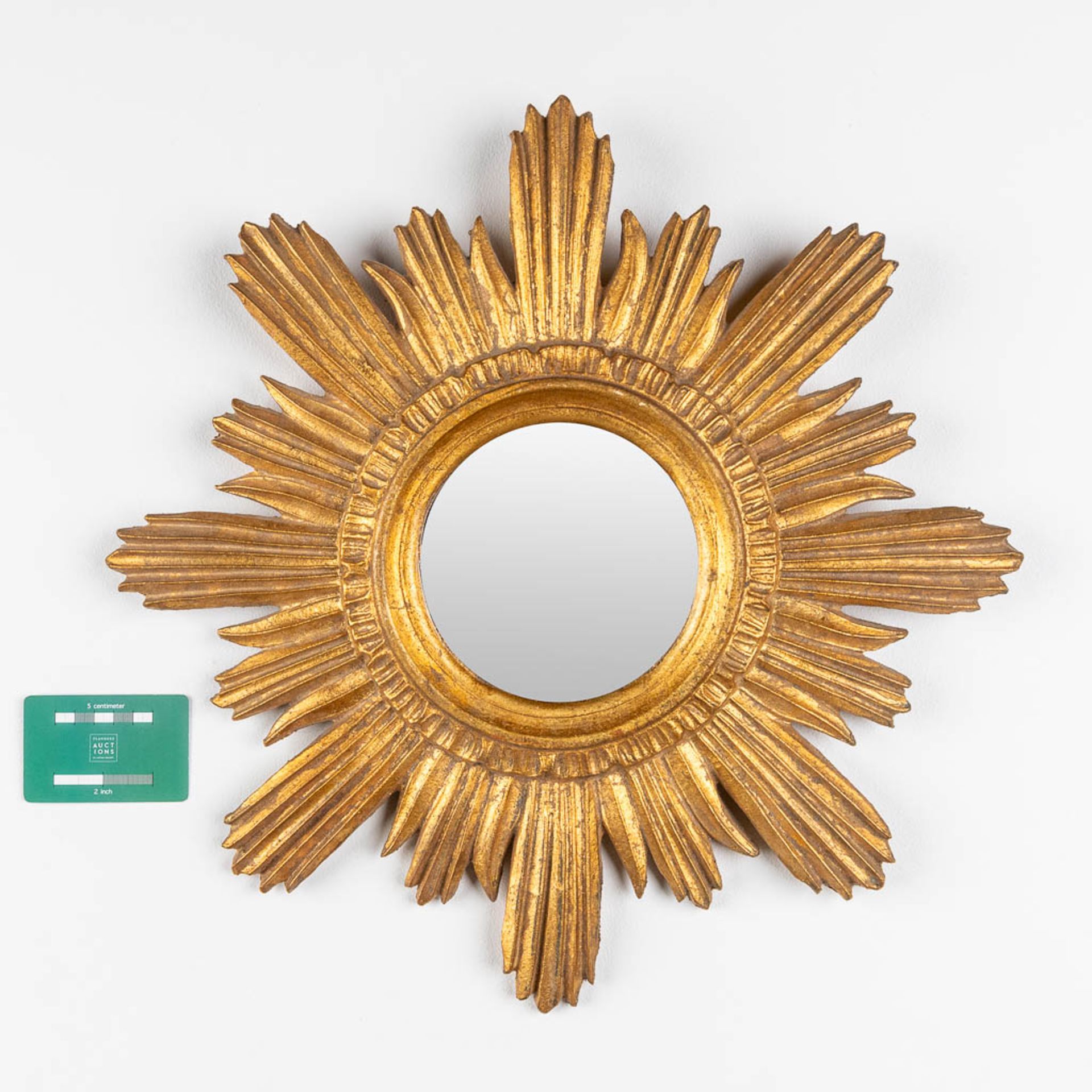 A mid-century sunburst mirror, with a flat mirror. (D:46 cm) - Image 2 of 6