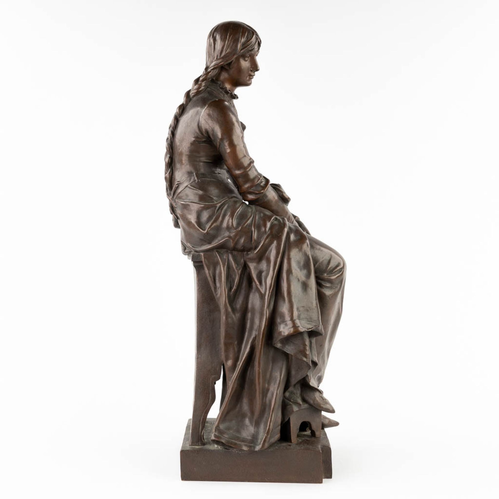 Eugène MARIOTON (1854-1933) 'Spinner' patinated bronze, 1887. (L:24 x W:24 x H:63 cm) - Bild 6 aus 9