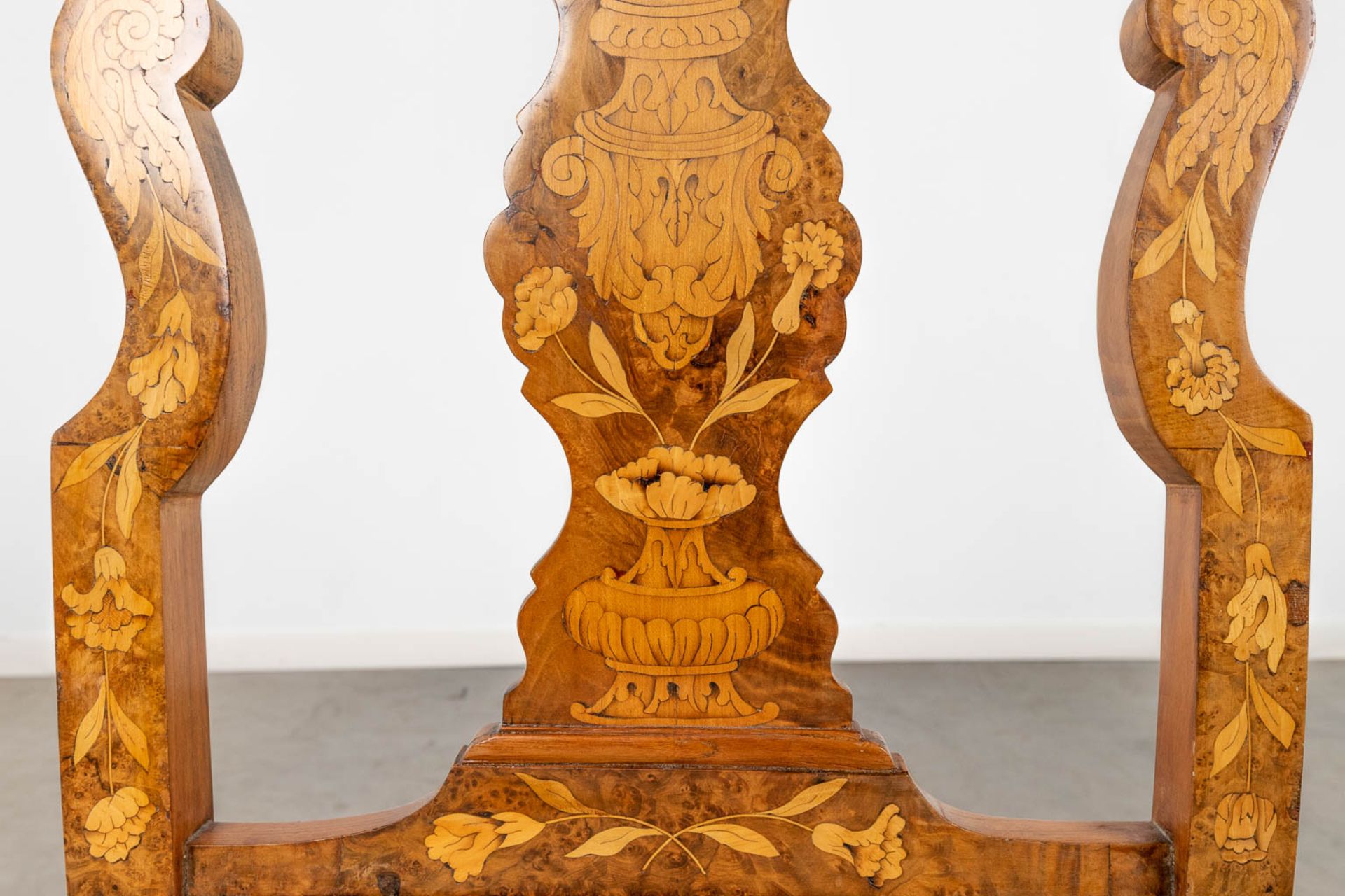 A pair of chairs with flower marquetry, 18th C. (L:46 x W:55 x H:112 cm) - Bild 11 aus 17