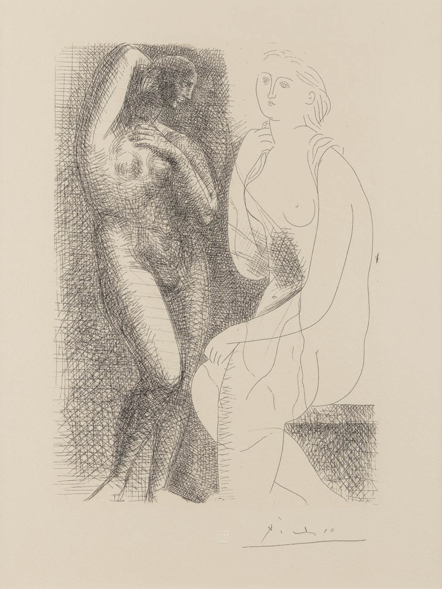 Pablo PICASSO (1881-1973) 'Nude before a statue' for the Vollard Suite. (W:30 x H:40 cm)