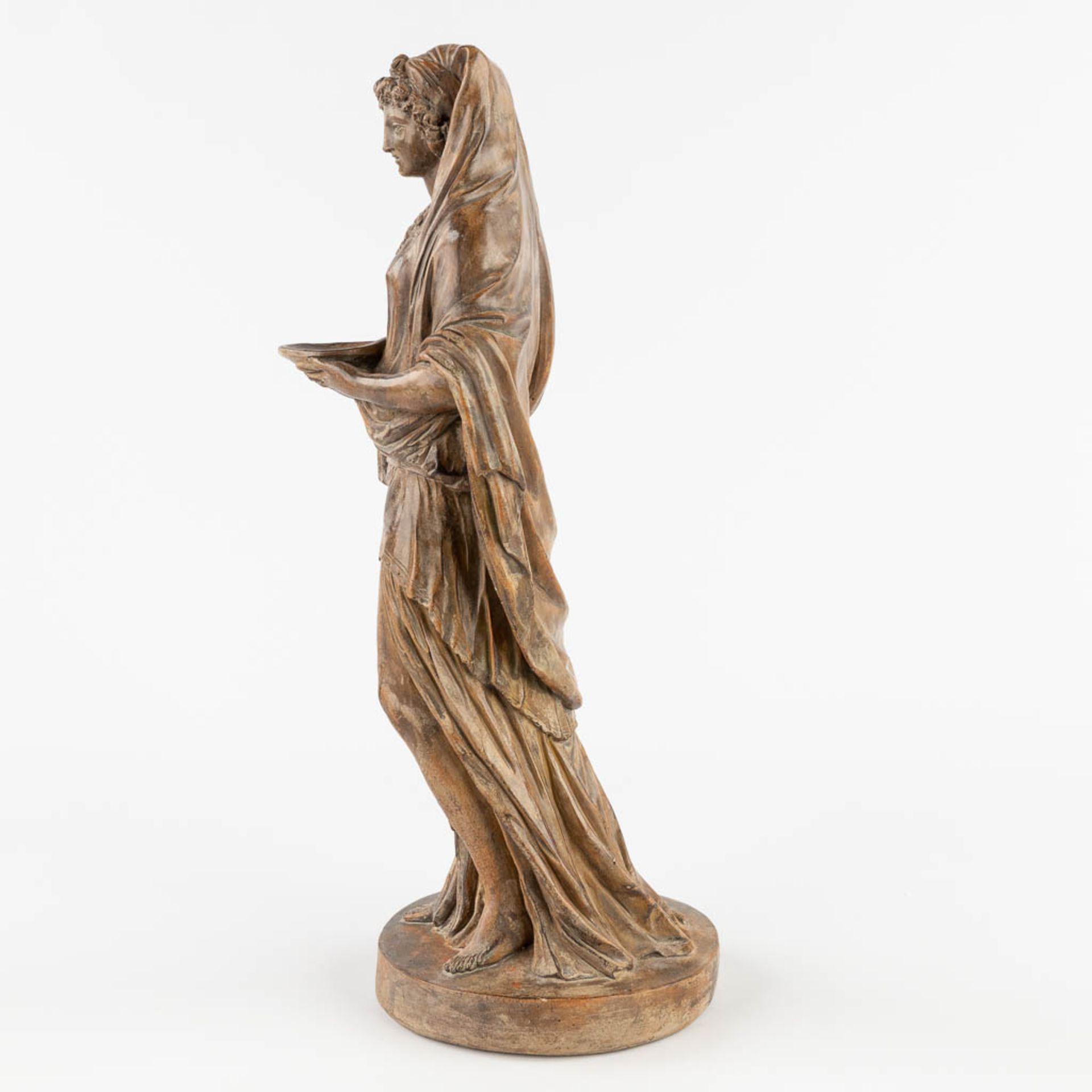 Alexis BURY (XX) 'Greek Lady' sculpture in Terracotta. (H:36 x D:13 cm) - Image 6 of 12