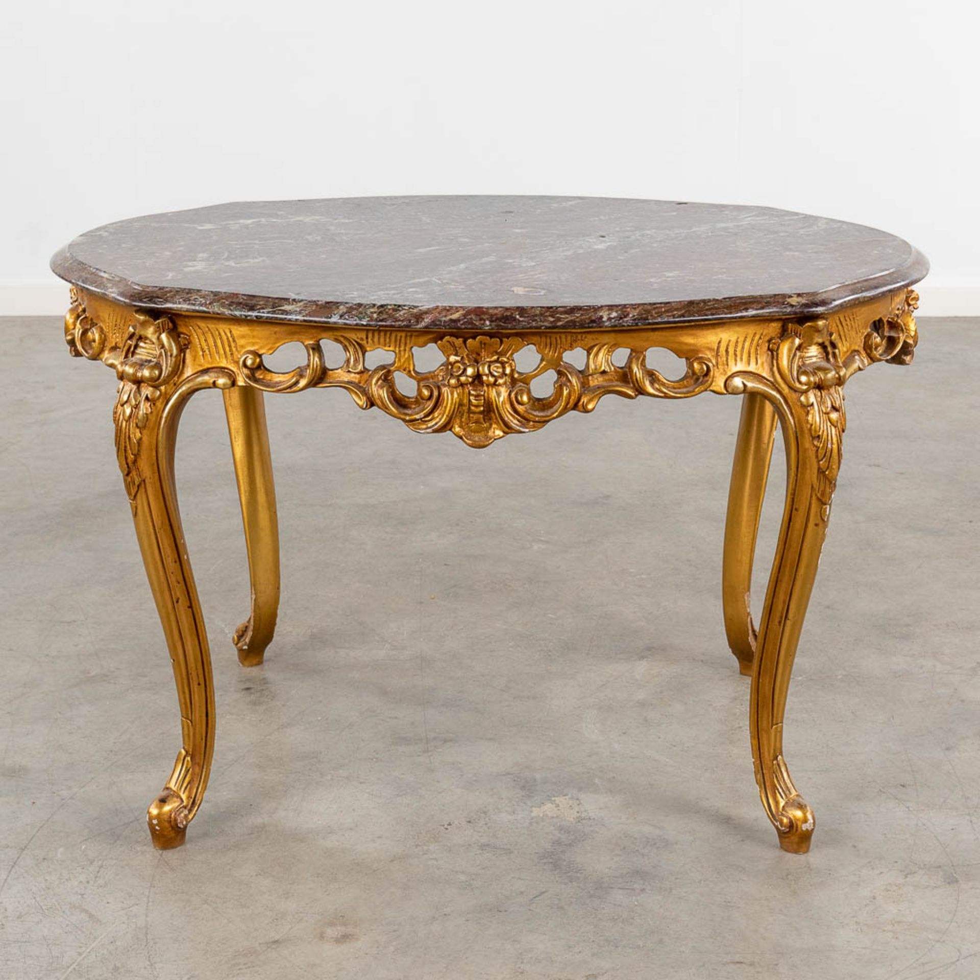 A coffee table, two matching chairs, sculptured wood in Louis XV style. (L:65 x W:85 x H:54 cm) - Bild 5 aus 25