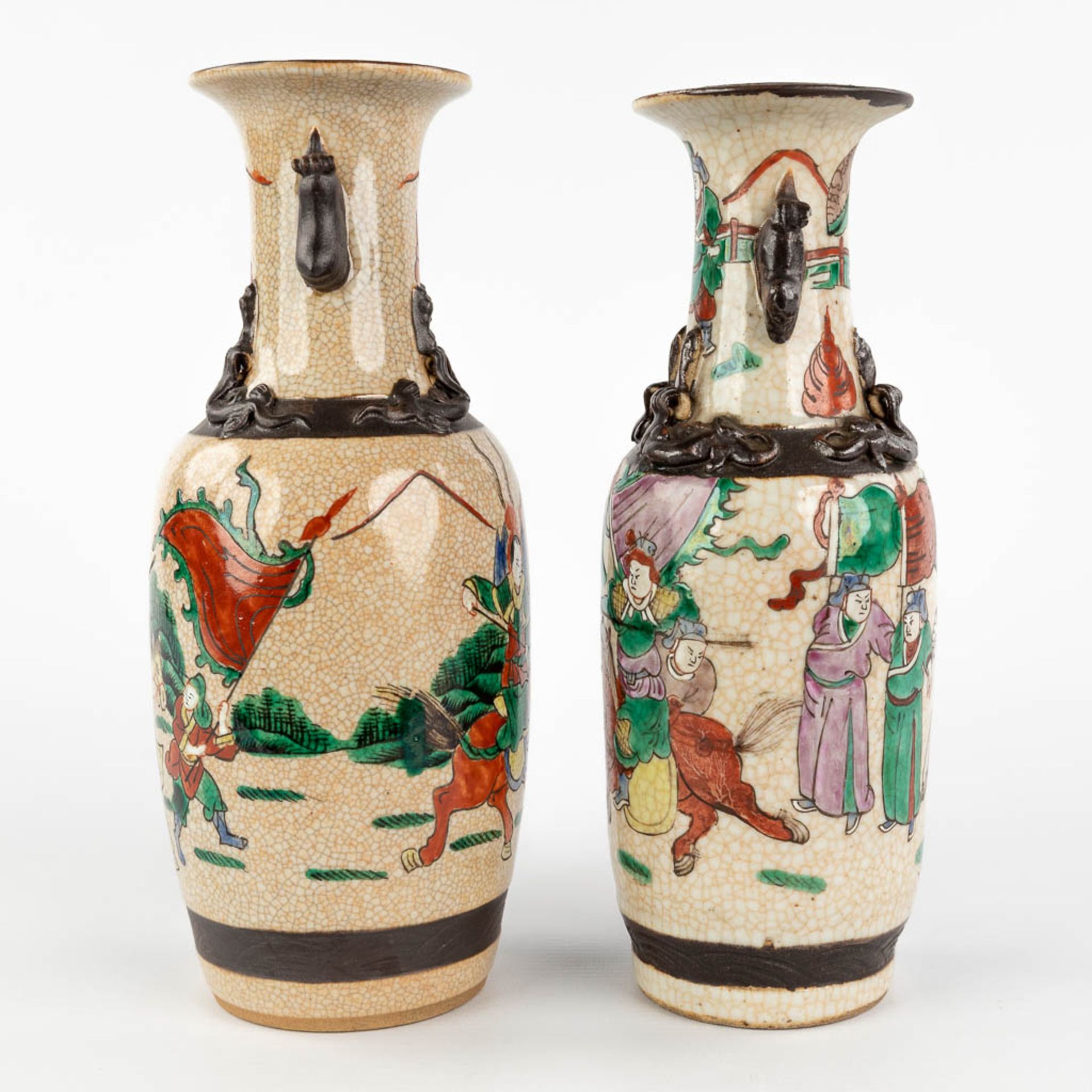 A large Chinese Nanking vase, added two smaller vases. 20th C. (H:58 x D:22 cm) - Image 21 of 25