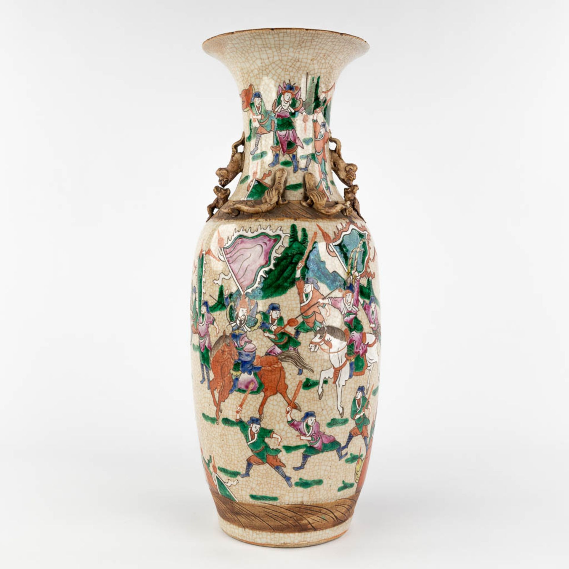 A large Chinese Nanking vase, added two smaller vases. 20th C. (H:58 x D:22 cm) - Image 6 of 25